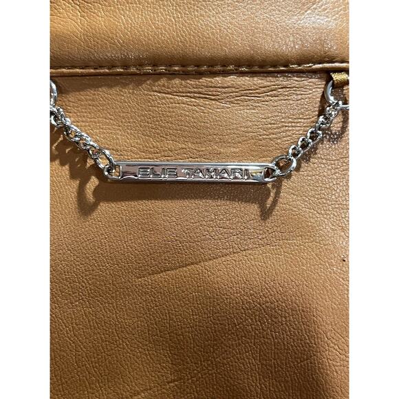 ELIE TAHARI Women's Vegan Leather Brown Caramel Button Down Shirt Jacket Lg New - Picture 11 of 16